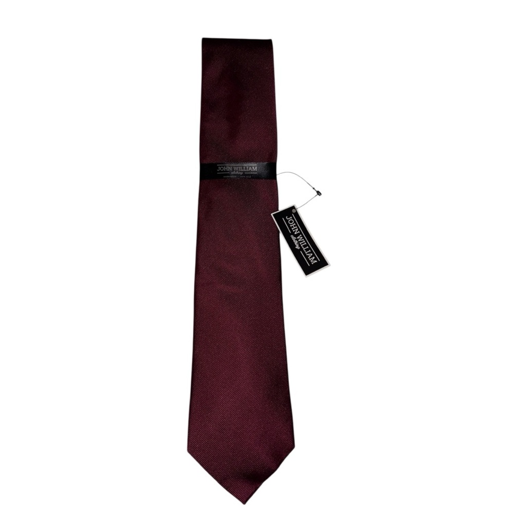 NWT John William Clothing Maroon Neck Tie Handmade • 100% Silk